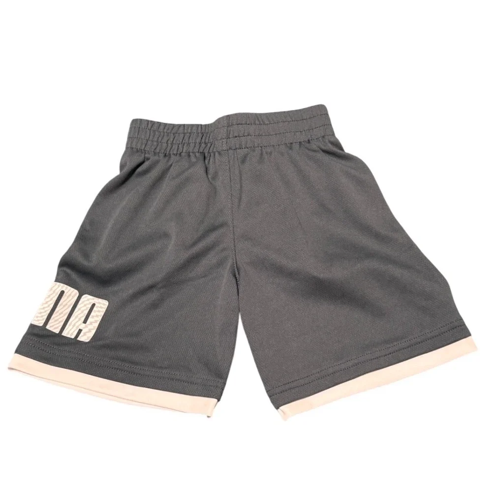 Puma Boys Athletic Shorts Grey White Logo Mesh Performance Size 4 NWT